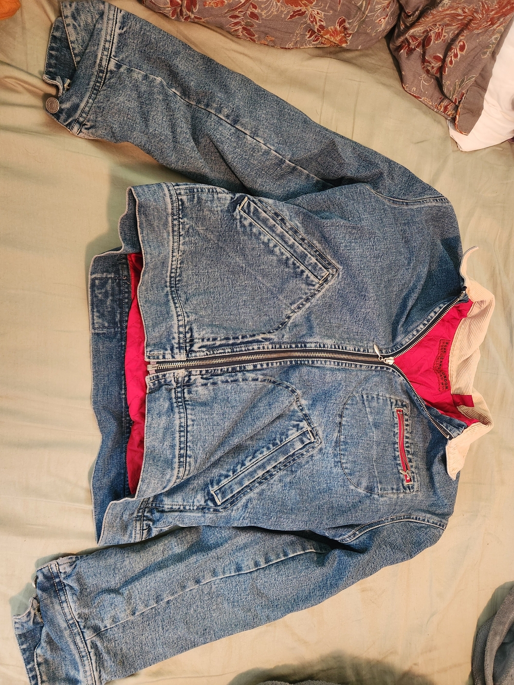 Pepe Jeans Blue Denim Jacket with Red Lining